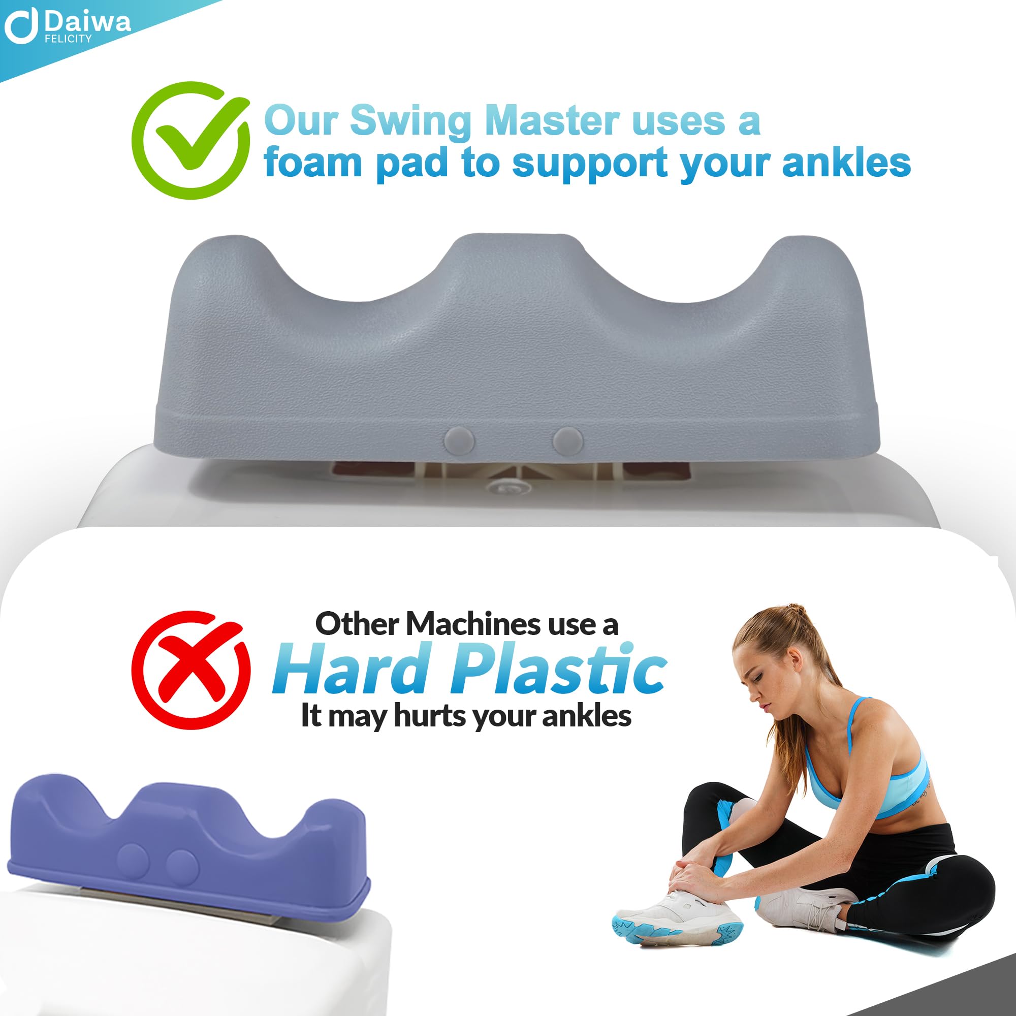 Daiwa Felicity Swing Master - Chi Swing Machine for Passive Aerobic Exercise | Full Body Workout Equipment with Figure Trimmer & Lymphatic Massage | Leg Exerciser for Home Gym, FSA/HSA Eligible | Perfect for Stress Relief, Weight Loss & Circulation Improvement