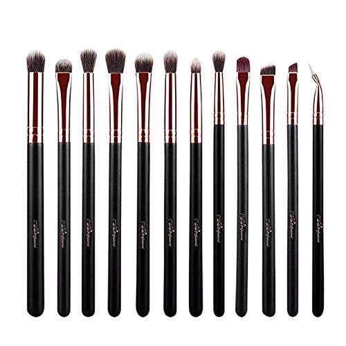 12-Piece Professional Eye Makeup Brush Set for Eyeshadow, Eyebrow & Eyeliner - Soft Synthetic Bristles (Black) | Perfect for Daily Makeup, Travel & Professional Makeup Artists