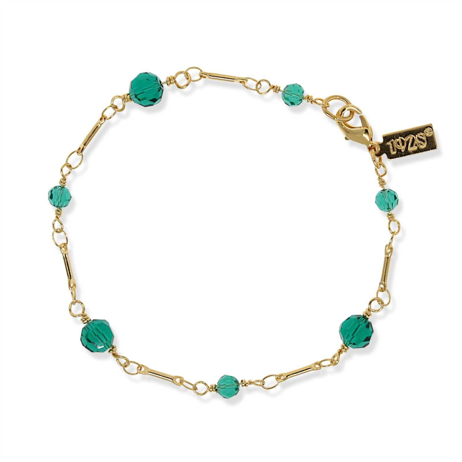 1928 Jewelry Faceted Crystal Beaded Chain Bracelet for Women - 7 Inch Adjustable Vintage Style Boho Bracelet for Party, Wedding & Everyday Wear