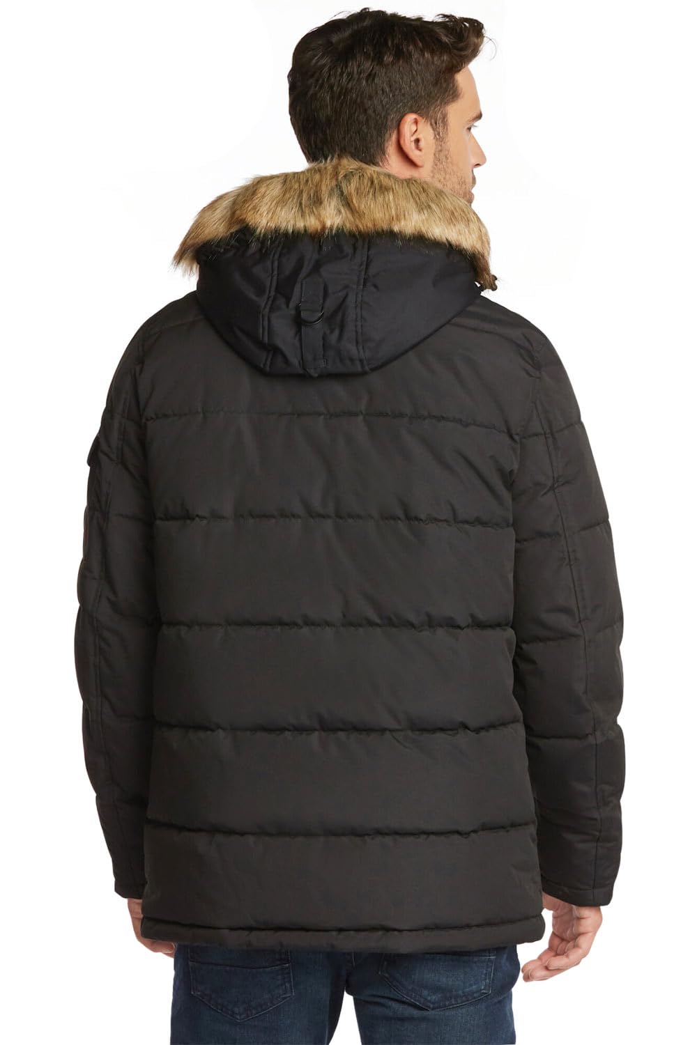 Nautica Men's Quilted Parka Jacket with Removable Faux Fur Hood - Winter Warm Waterproof Coat for Outdoor Activities, Hiking & Snow Sports