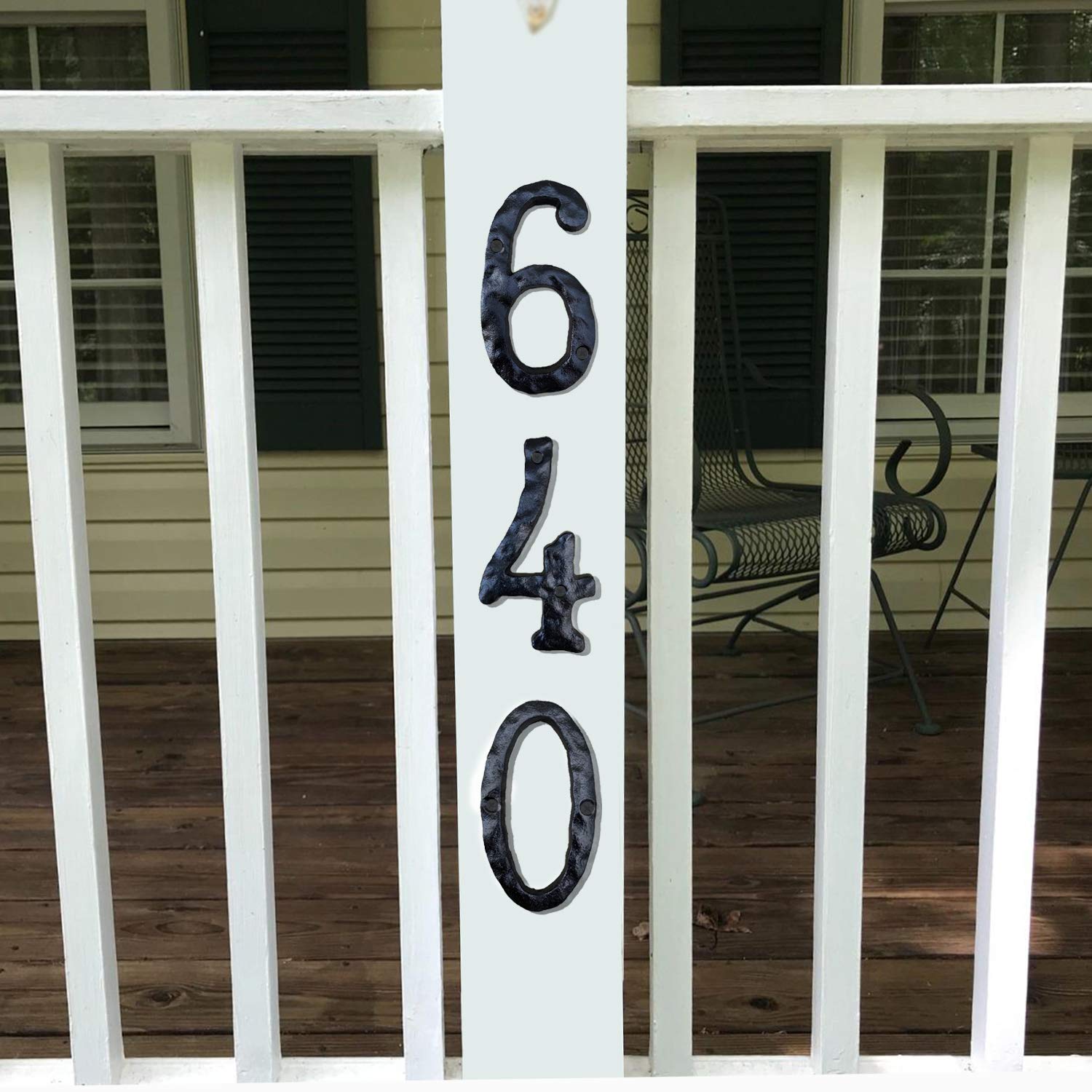 5.5 Inch Black Cast Iron House Numbers - Rustic Address Plaque for Home, Mailbox & Garden (Set of 8) | Durable Outdoor House Number Sign for Front Door, Porch & Yard Decor