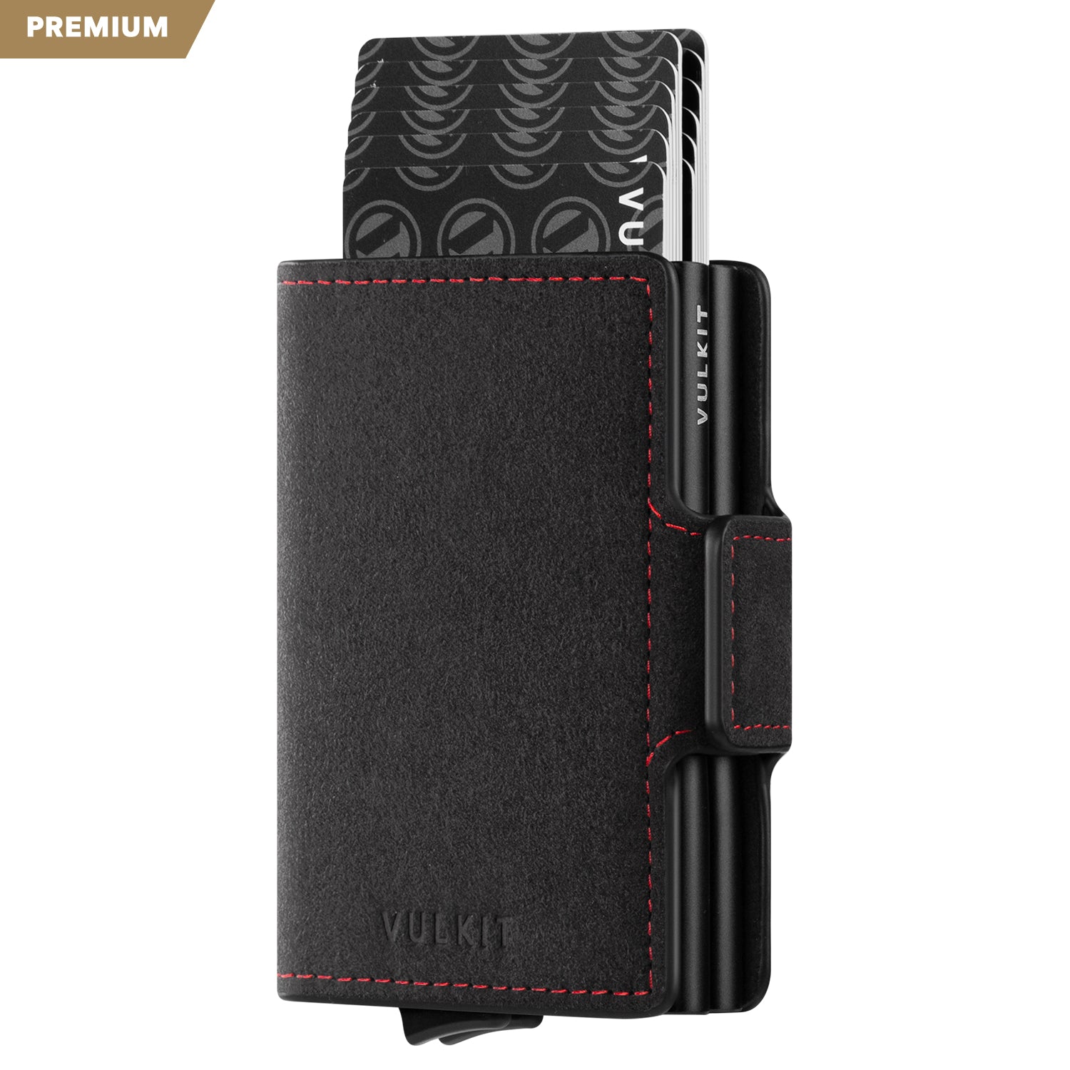 VC200d Alcantara Leather Double Aluminum Card Holder - Slim RFID Blocking Wallet for Men & Women - Perfect for Travel, Business & Everyday Use