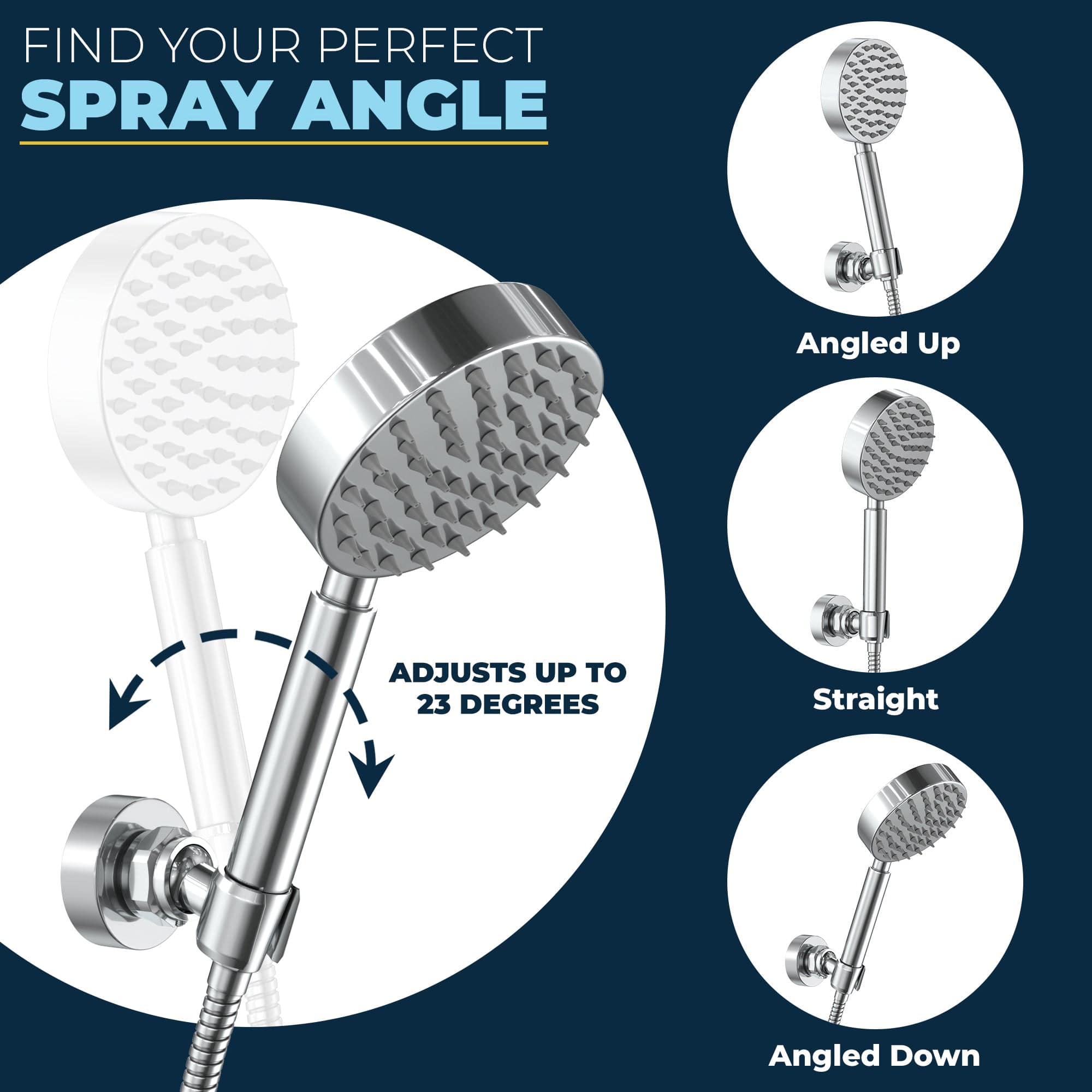 Stainless Steel Handheld Shower Head Holder - Universal Wall Mount Bracket for Bathroom, Adjustable Shower Arm with Non-Slip Grip - Perfect for Bath, Shower & Spa Relaxation
