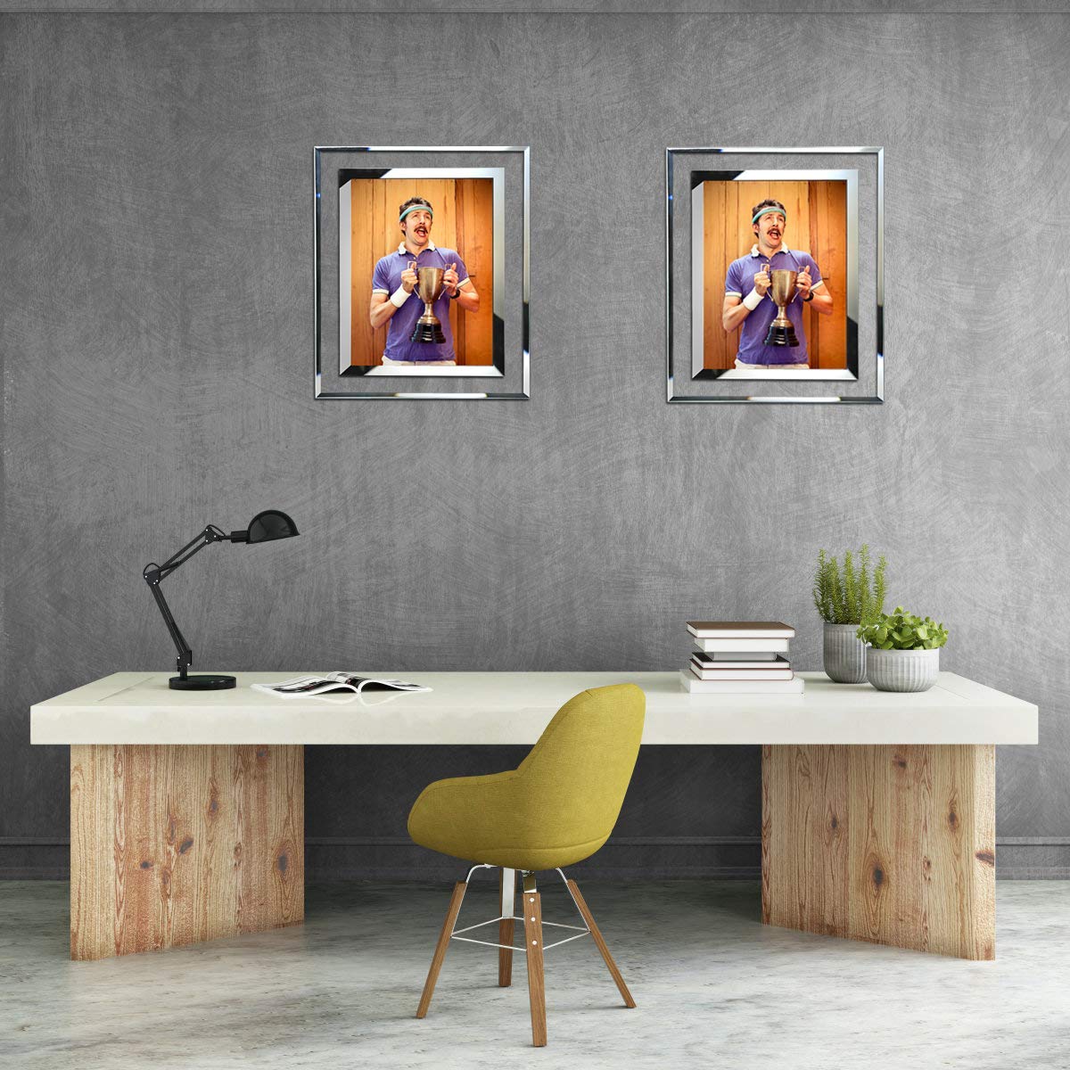 8x10 Picture Frame Set - 2 Pack Glass Wall & Tabletop Display for Photos