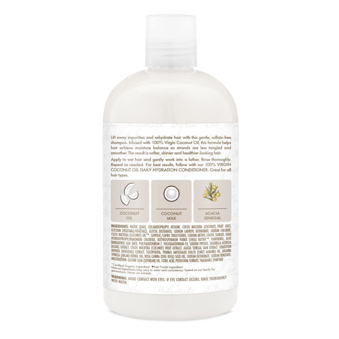 SheaMoisture Daily Hydration Shampoo with 100% Virgin Coconut Oil - Sulfate-Free for All Hair Types - 13 oz - Perfect for Dry, Damaged & Curly Hair Care Routine