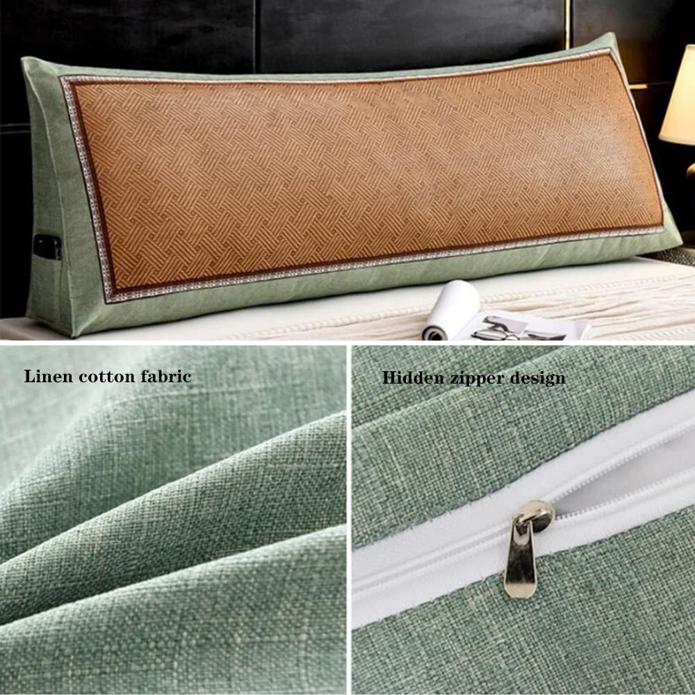 Triangular Headboard Pillow - Soft Large Wedge Cushion for Back Support, Reading & Positioning - 23.6 Inch Green Daybed Pillow with Removable Cover - Perfect for Bed, Sofa, Floor Lounging & Nursery Support