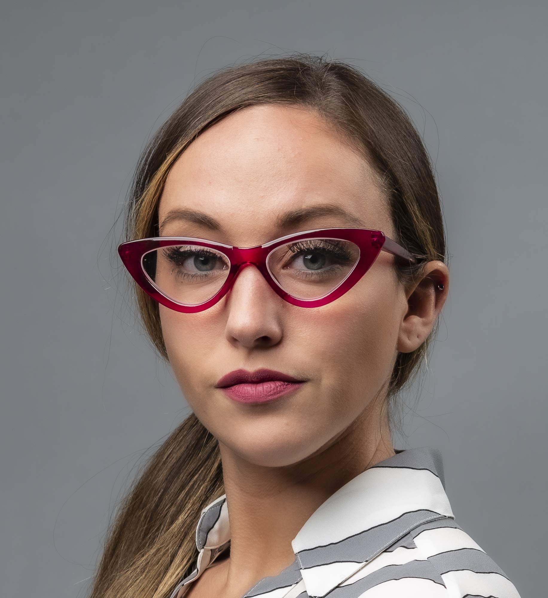 Yogo Vision Stylish Cat-Eye Reading Glasses for Women - Lightweight Spring Hinge Frame | Perfect for Reading, Office Work & Computer Use
