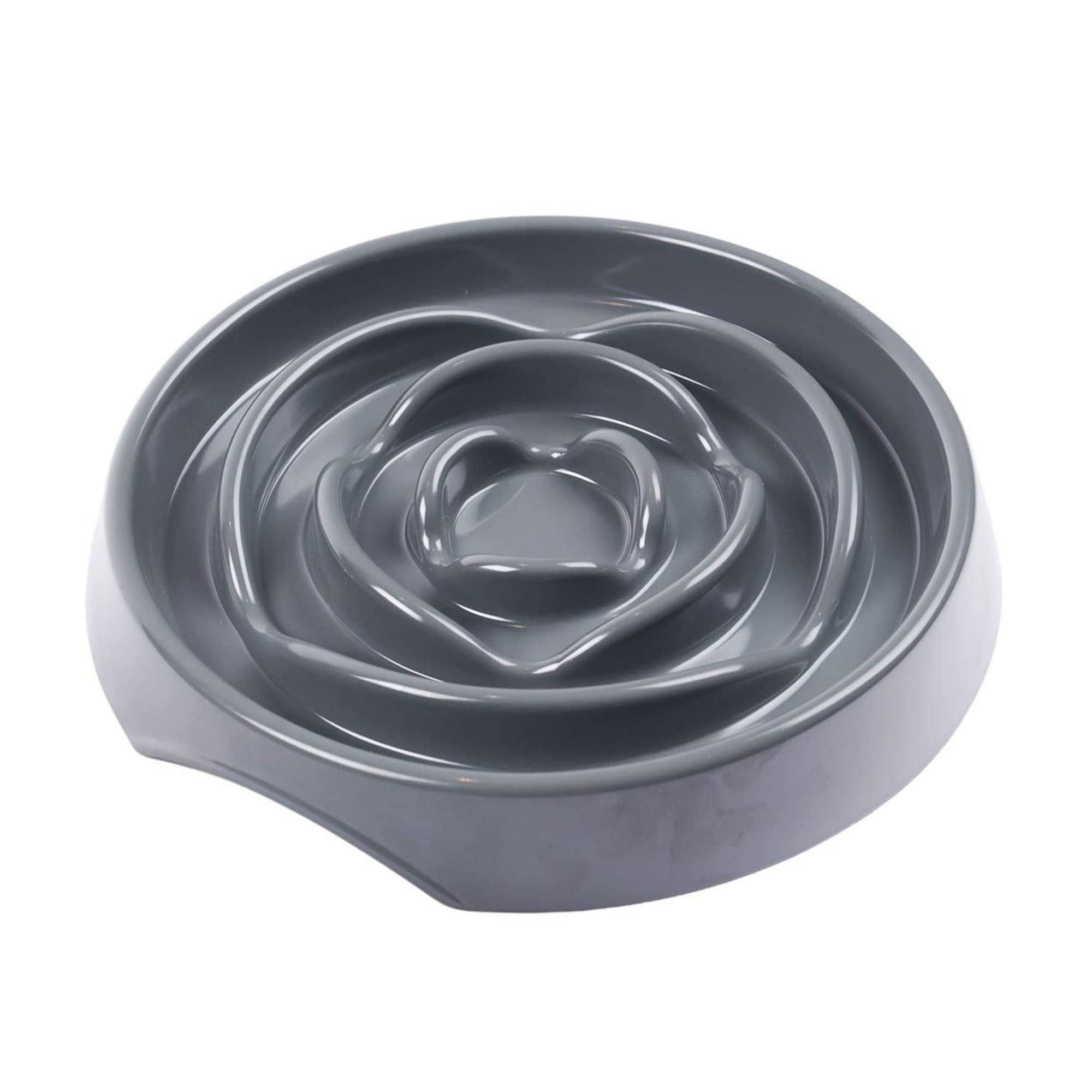 Messy Mutts Interactive Slow Feeder Dog Bowl - Puzzle Feeder for Dogs & Cats to Prevent Bloating & Aid Digestion - 8” x 1.3” Enrichment Food Dish Holds 1.75 Cups - Cool Grey - Perfect for Fast Eaters & Pets with Anxiety During Mealtime