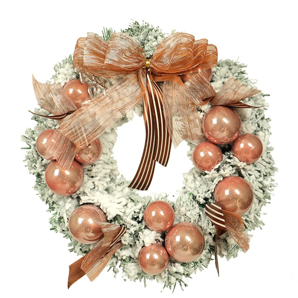 LICHUAN Flocked Rose Gold Christmas Garland Wreath - Artificial Holiday Decor for Front Door, Wall Hanging, Party & Home Decorations - Indoor/Outdoor Christmas Décor (Perfect for Fireplace Mantel, Staircase & Holiday Party Backdrops)