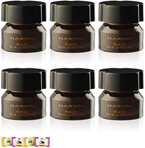 Harnn Water Lily Rice & Clay Facial Mask - 6 Pack Value Set with DHL Express Shipping | Hydrating & Purifying for Glowing Skin | Perfect for Spa Day, Self-Care Routine & Gift Giving