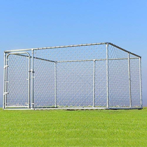 Giantex 7.5ft x 7.5ft Large Outdoor Dog Kennel with Chain-Link Mesh Sidewalls - Durable Pet Playpen for Backyard, Dog Run House & Training | Perfect for Medium to Large Dogs, Secure Outdoor Exercise & Playtime