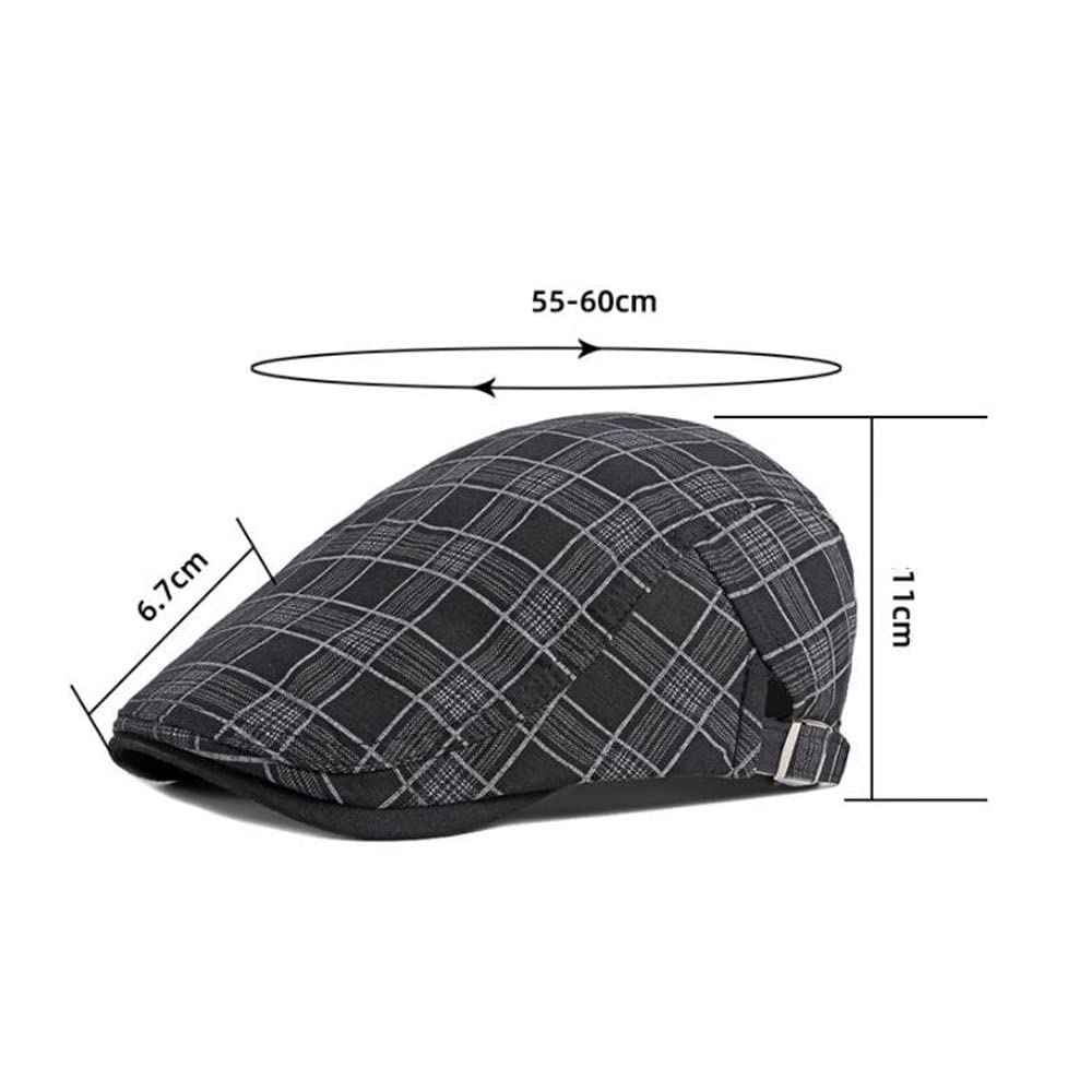 Fashion Striped Lattice Beret Hat for Women & Men - Adjustable Plaid Flat Cap (55-60cm) - Perfect for Spring Summer Outfits, Casual Wear, and Outdoor Activities