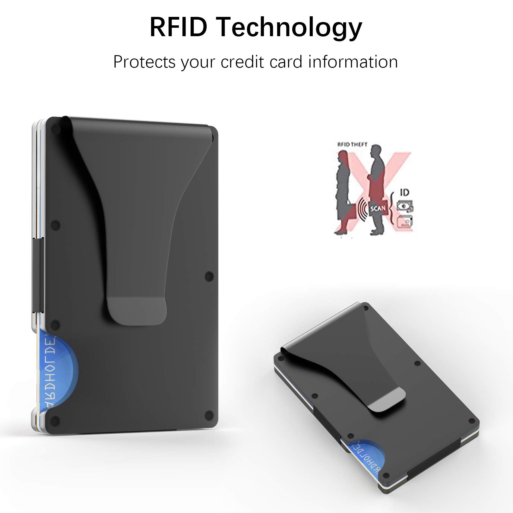 RFID Slim Wallet for Men - Minimalist Front Pocket RFID Blocking Metal Wallet with Money Clip | Secure Card Holder for Travel & Everyday Use (Arizona)