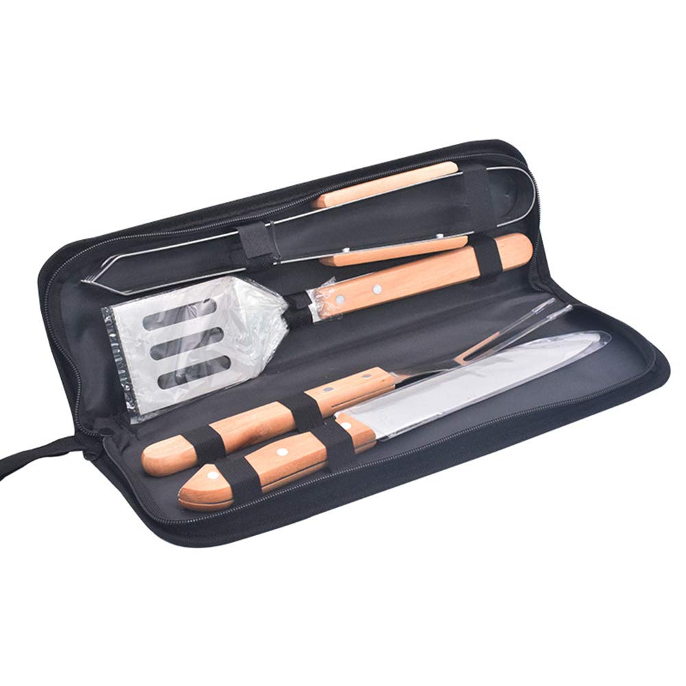 Premium 4-Piece Stainless Steel BBQ Grill Tool Set with Carrying Case - Heavy Duty Barbecue Accessories for Outdoor Cooking, Camping, Picnics & Backyard Parties