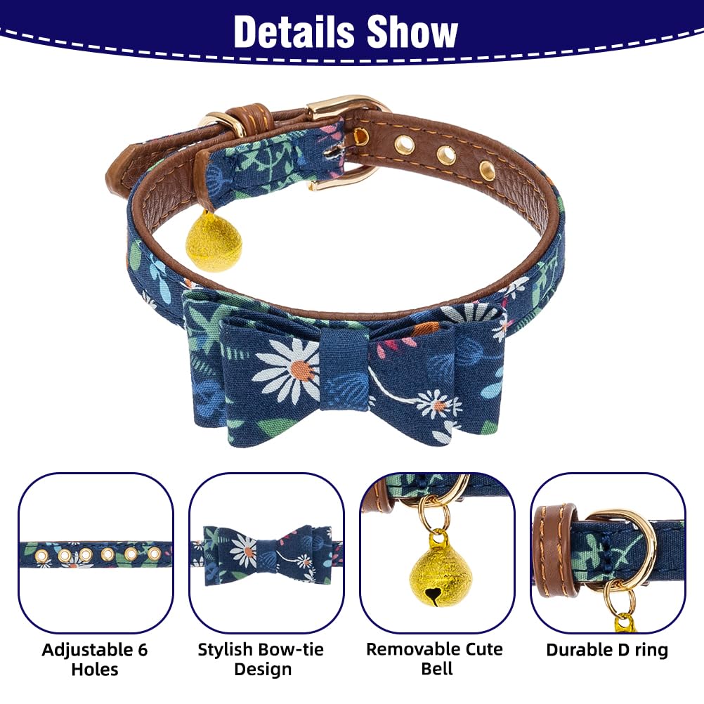 EXPAWLORER Adjustable Dog Collar & Leash Set with Plaid Bow Tie, Bandana & Bell - Tangle-Free Pet Leash for Small Medium Large Dogs & Cats - Perfect for Holidays, Walks & Gifting