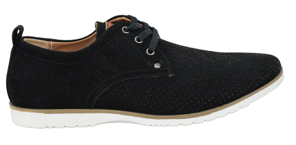 Men's Flat Dress Formal Shoes Lace Up Oxfords - ARIDER ALAN-02 Black Suede Size 7 | Office, Wedding & Business Casual Wear