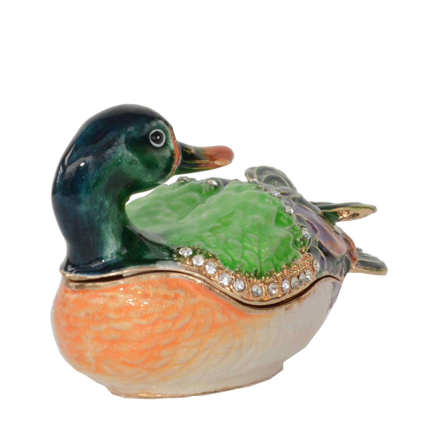 Hand-Painted Mallard Duck Trinket Box - Hinged Lid Jewelry Storage Box, Decorative Ring & Earring Holder, Collectible Bird Figurine - Perfect for Home Décor, Gift Giving & Jewelry Organization