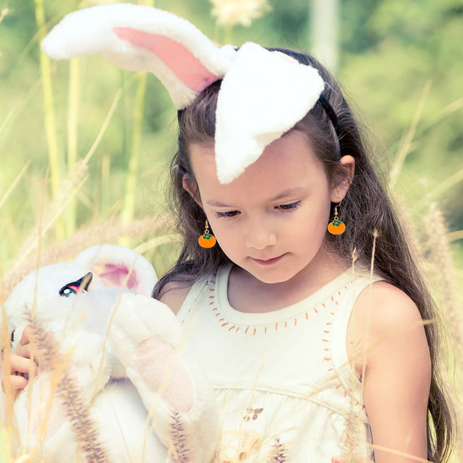 16 Pairs Easter Bunny Carrot Earrings for Women - Orange Dangle Hoop Earrings, Cute Easter Party Decorations & Gifts - Perfect for Easter Celebrations, Spring Festivals & Costume Accessories