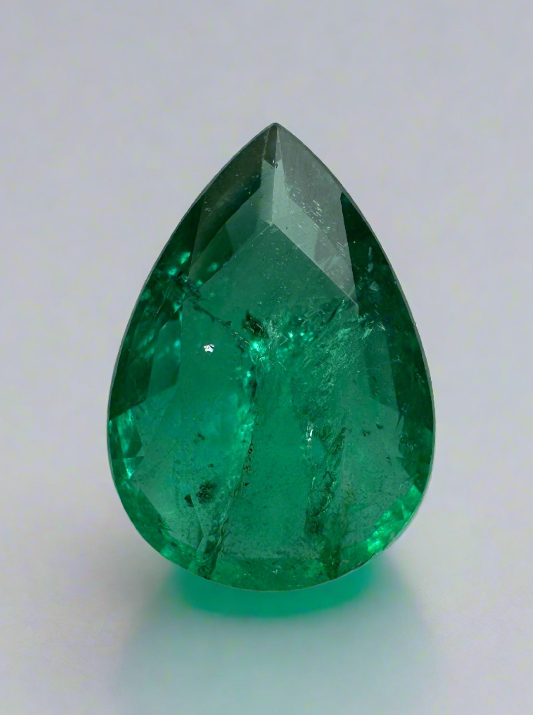3.44 Carat Natural Zambian Emerald Pear Cut Loose Gemstone - 13x9mm Freckled Green Emerald for Jewelry Making, Engagement Rings & Collector's Gems