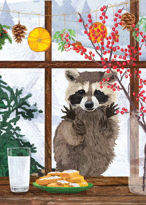Hearth Raccoon Greeting Card - Single Note Card for Birthdays, Thank You, and Special Occasions | Handmade Wildlife Stationery