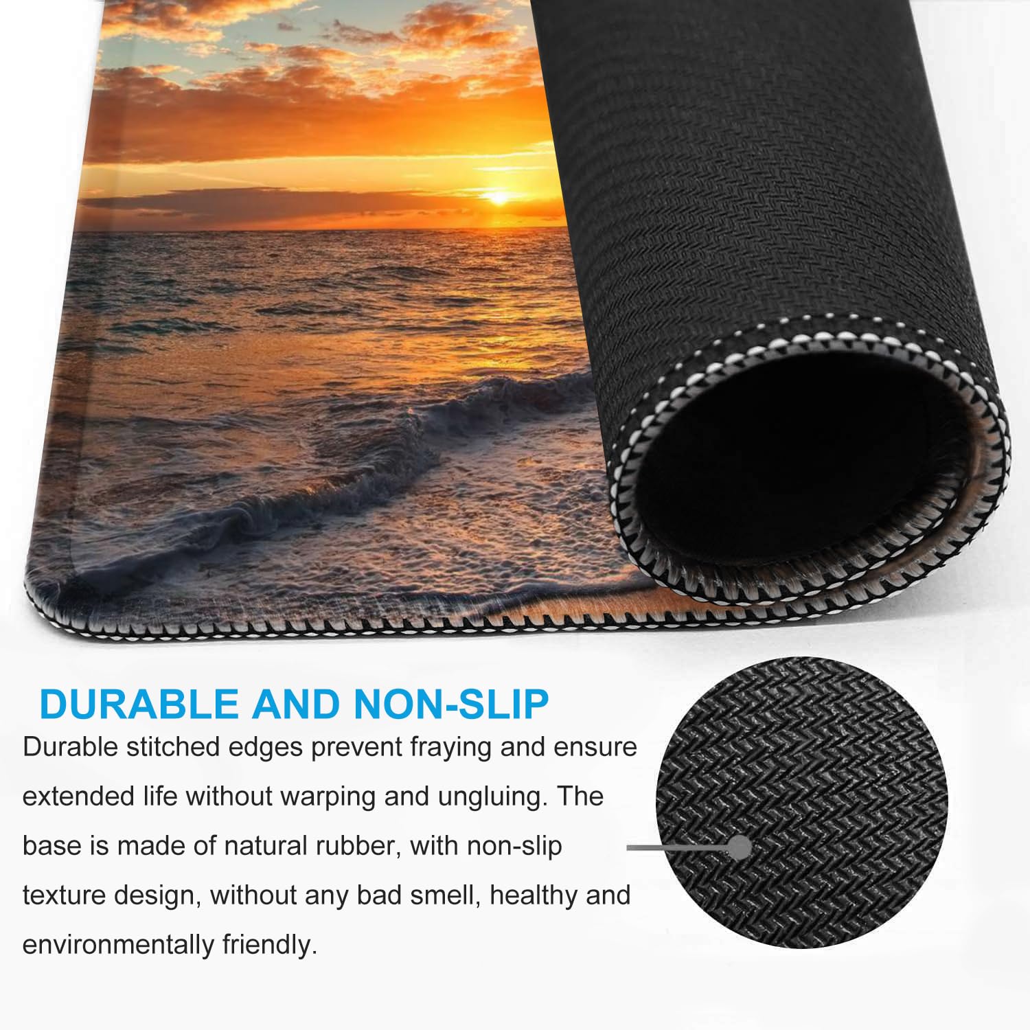 Premium Sunset Beach Design Large Mouse Pad (11.8