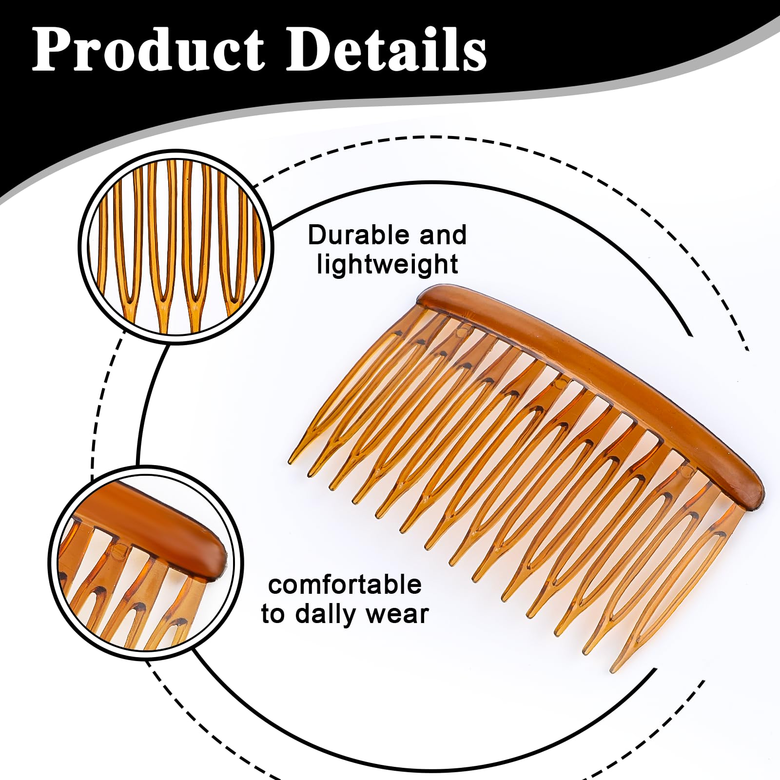 12Pcs 14 Teeth Hair Side Combs for Women - French Twist Hair Clips, Plastic Decorative Combs for Fine Thin Hair, Bridal Wedding Veil Accessories - Perfect for Updos, French Twists, and Special Occasions