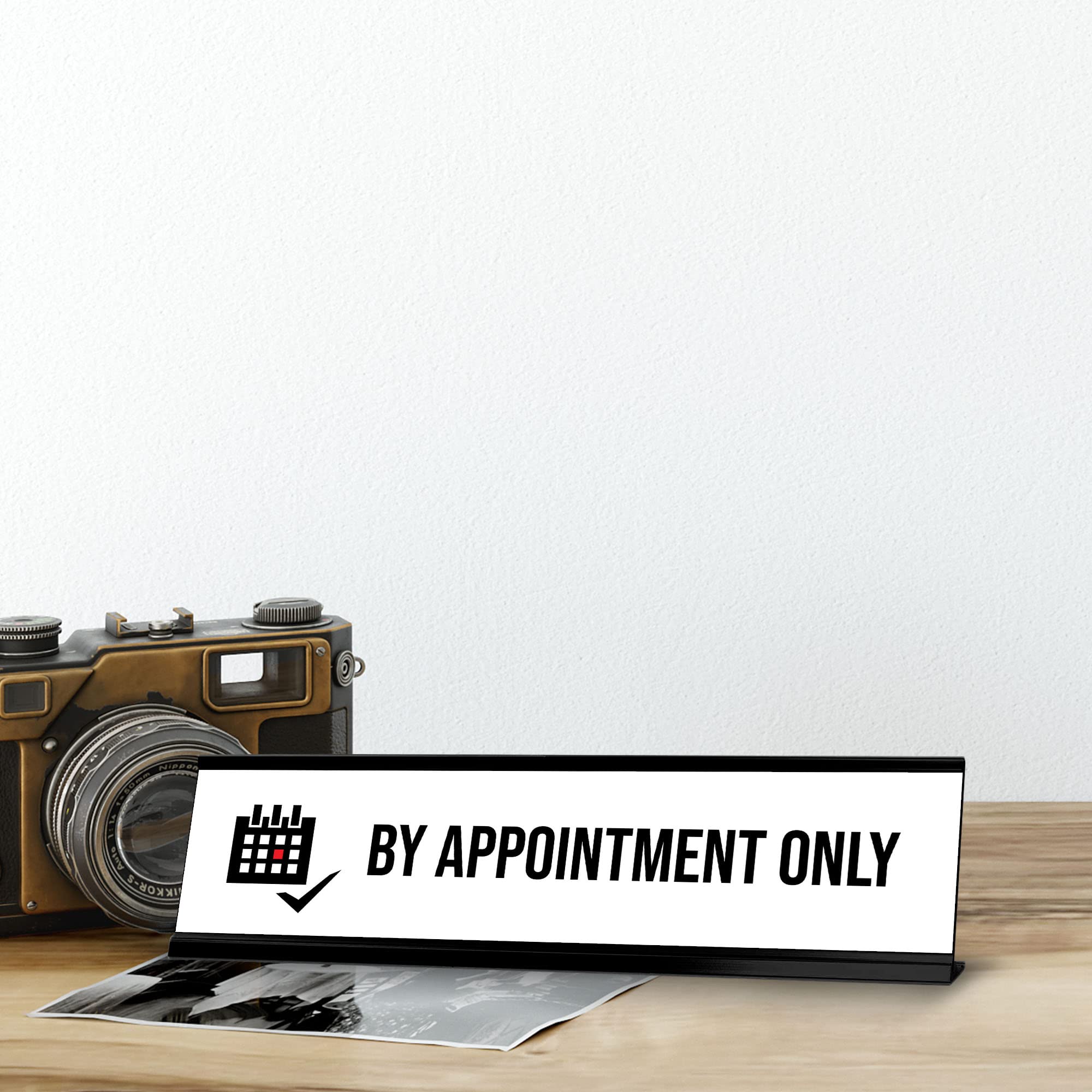 By Appointment Only Sign - 2x8 Inch Black Frame Desk Calendar - Perfect for Offices, Reception Areas, and Professional Spaces