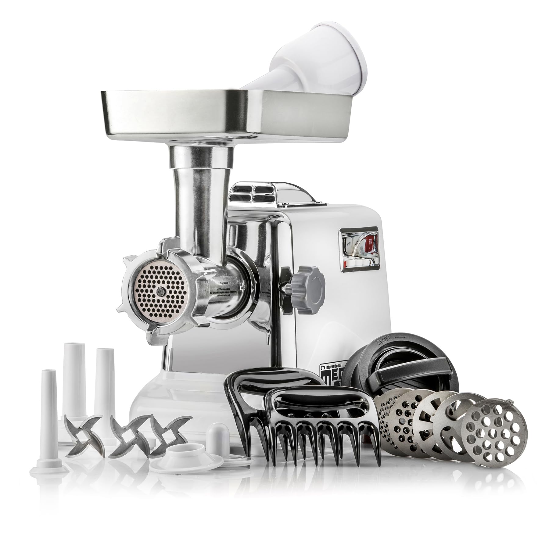 Megaforce 3000 Series 5-in-1 Electric Meat Grinder - 3000W Heavy Duty, Air Cooled Motor, 3-Speed Settings, #12 Size, 5 Stainless Steel Grinding Plates & Blades, Sausage Stuffer & Kubbe Maker - Perfect for Home Kitchen, Butcher Shop & Commercial Use
