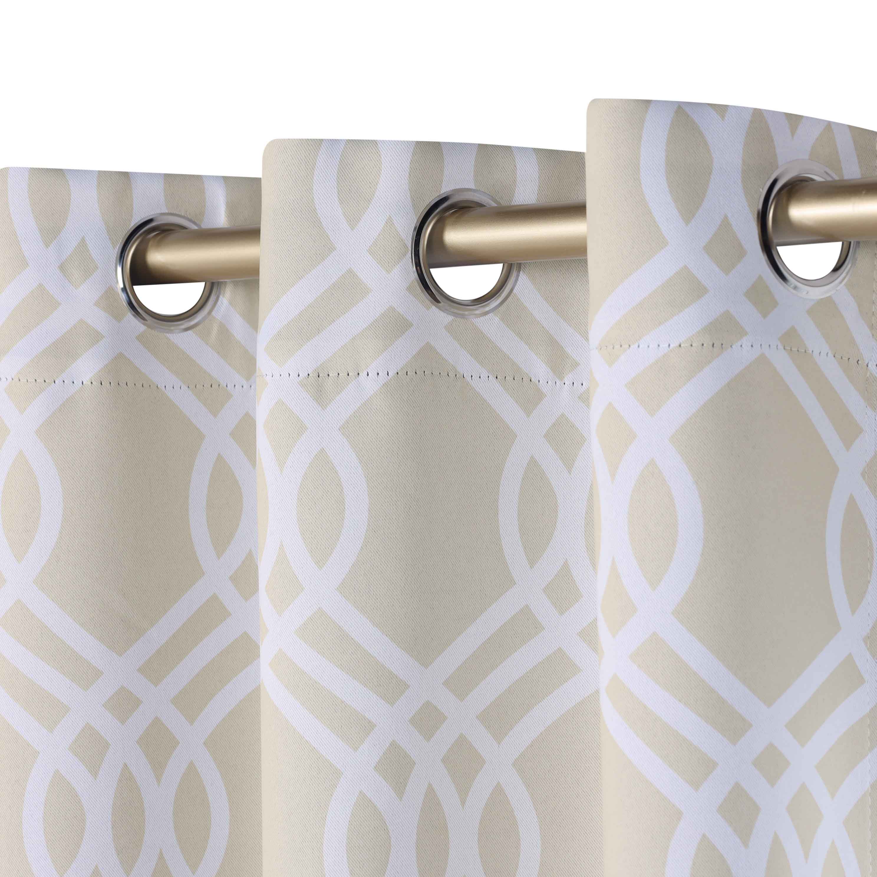 Blackout Curtains for Bedroom - Washable Room Darkening Ribbon Trellis Curtain Panel Set - Perfect for Nursery, Home Theater & Light Sleepers