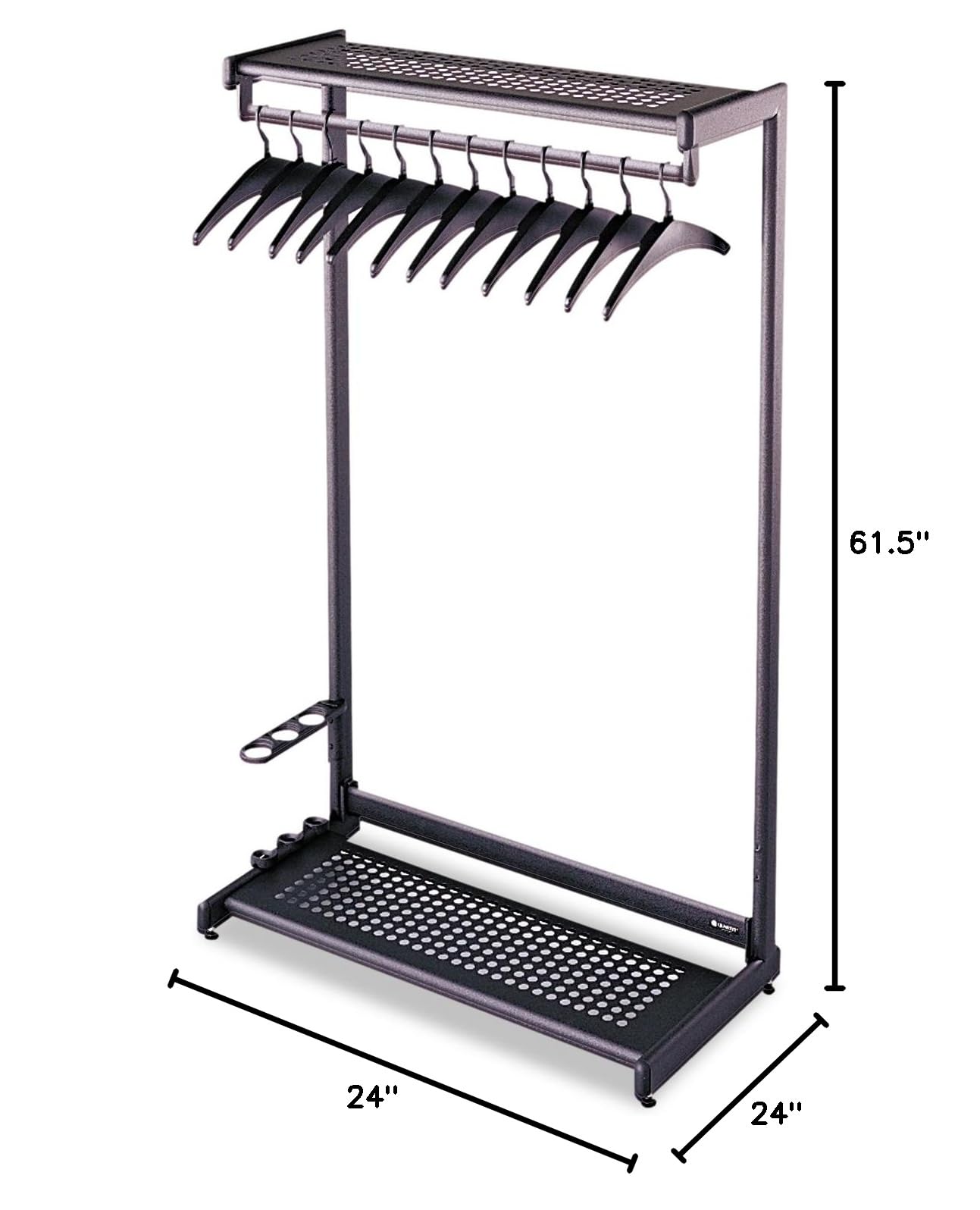 Quartet 24-Inch Freestanding Two-Shelf Garment Rack with 8 Hangers - Black | Heavy Duty Clothes Organizer for Bedroom, Closet, Laundry Room & Retail Stores