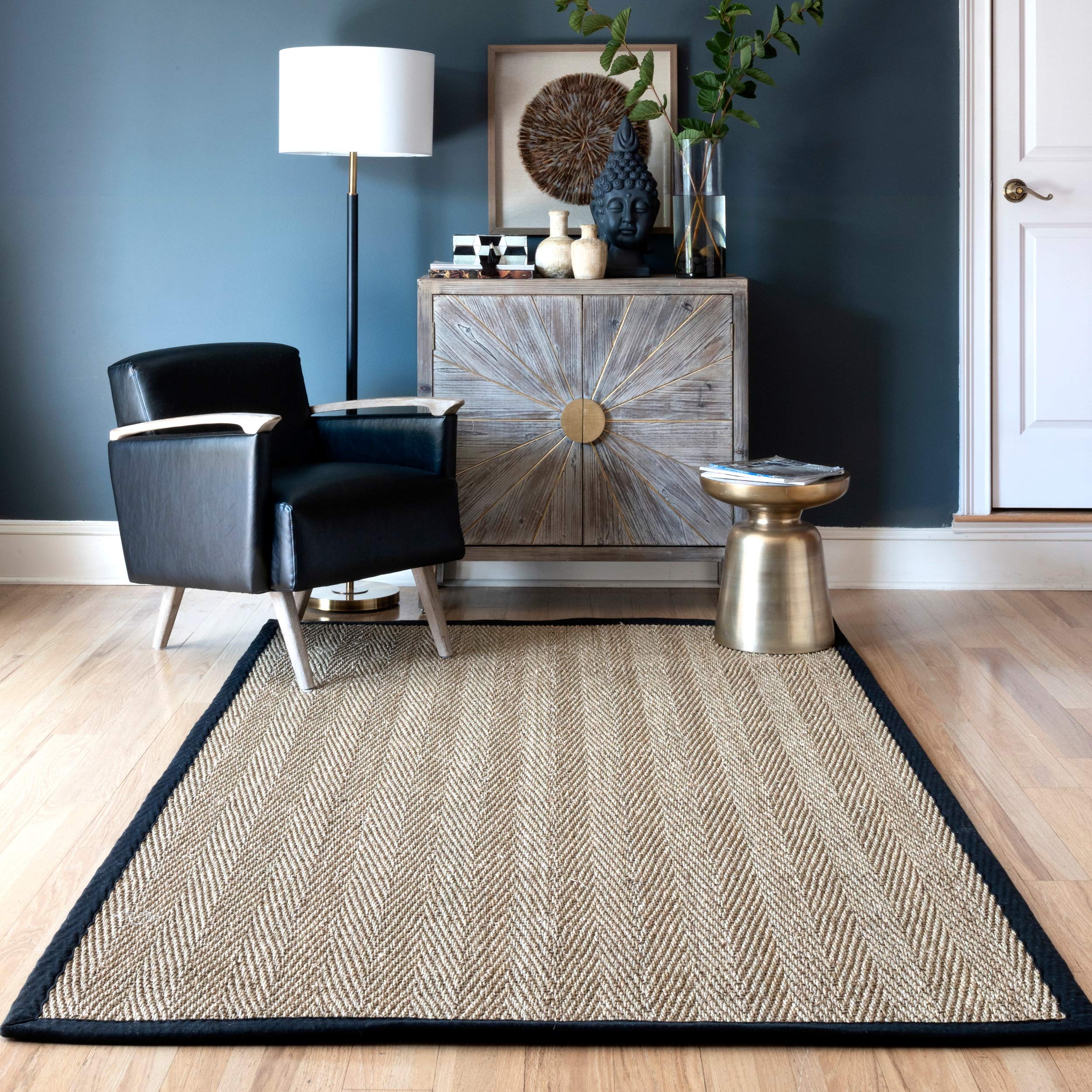 nuLOOM Larnaca Seagrass Solid Black Outdoor Accent Rug 2' x 3' - Perfect for Patio, Deck, Porch, and Sunroom Decor