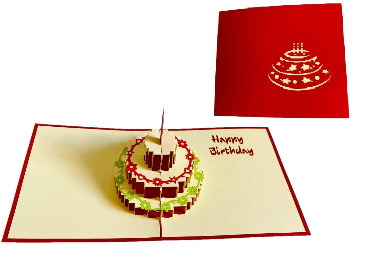3D Happy Birthday Pop Up Greeting Cards with Cake Design - Perfect Gift for Friends, Lovers, Kids, Boys, Girls, Wife, Mom & Family - Great for Birthday Celebrations, Parties & Special Occasions