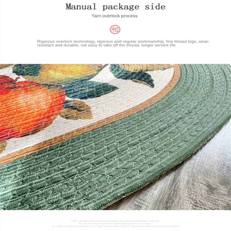Oval Hand Woven Floor Mat - Absorbent Anti-Slip Bathroom Rug | Non-Slip Kitchen Mat, Pet Mat & Double Sided Door Mat with Fruit Design - Perfect for Entryway, Spa, Laundry Room & Home Decor