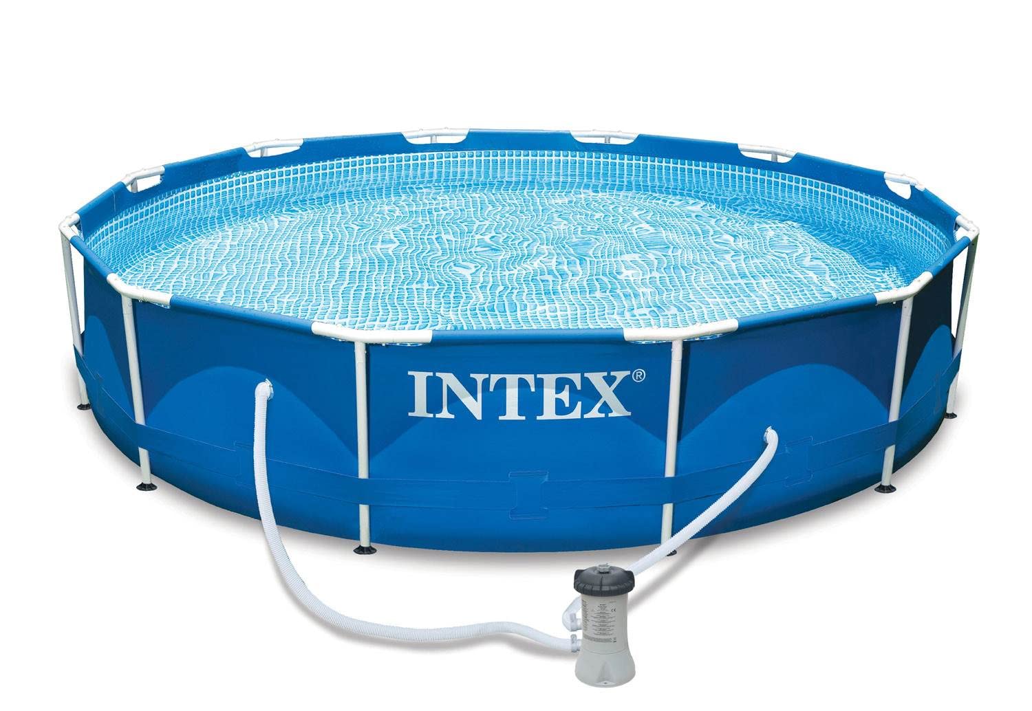 Intex 12ft x 30in Metal Frame Above Ground Round Swimming Pool Set with Filter Pump - Perfect for Backyard Family Fun, Summer Parties & Outdoor Relaxation