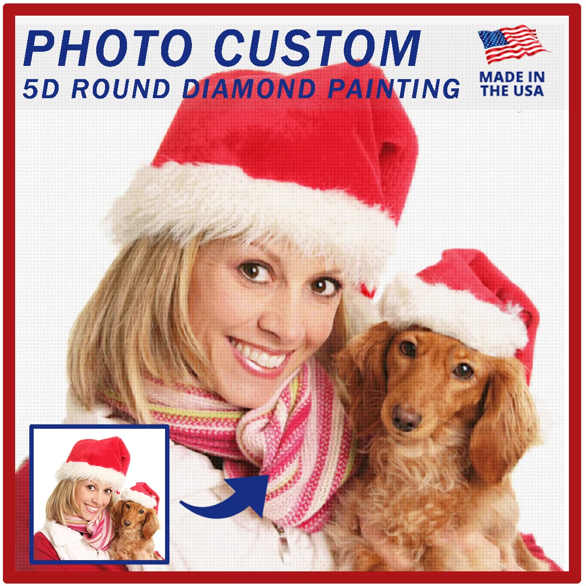 5D Custom Diamond Painting Kit - DIY Personalized Diamond Art Photo with Your Own Picture - Diamond Painting by Numbers for Adults - Perfect for Home Decor, Gifts & Relaxation Therapy
