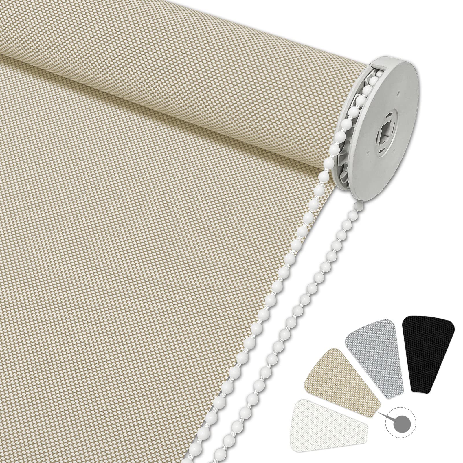 Keego Corded Roller Shades for Windows - Light Filtering & Privacy Window Blinds, Durable Solar Screen Shades for Home, Living Room & Office - Beige, 64
