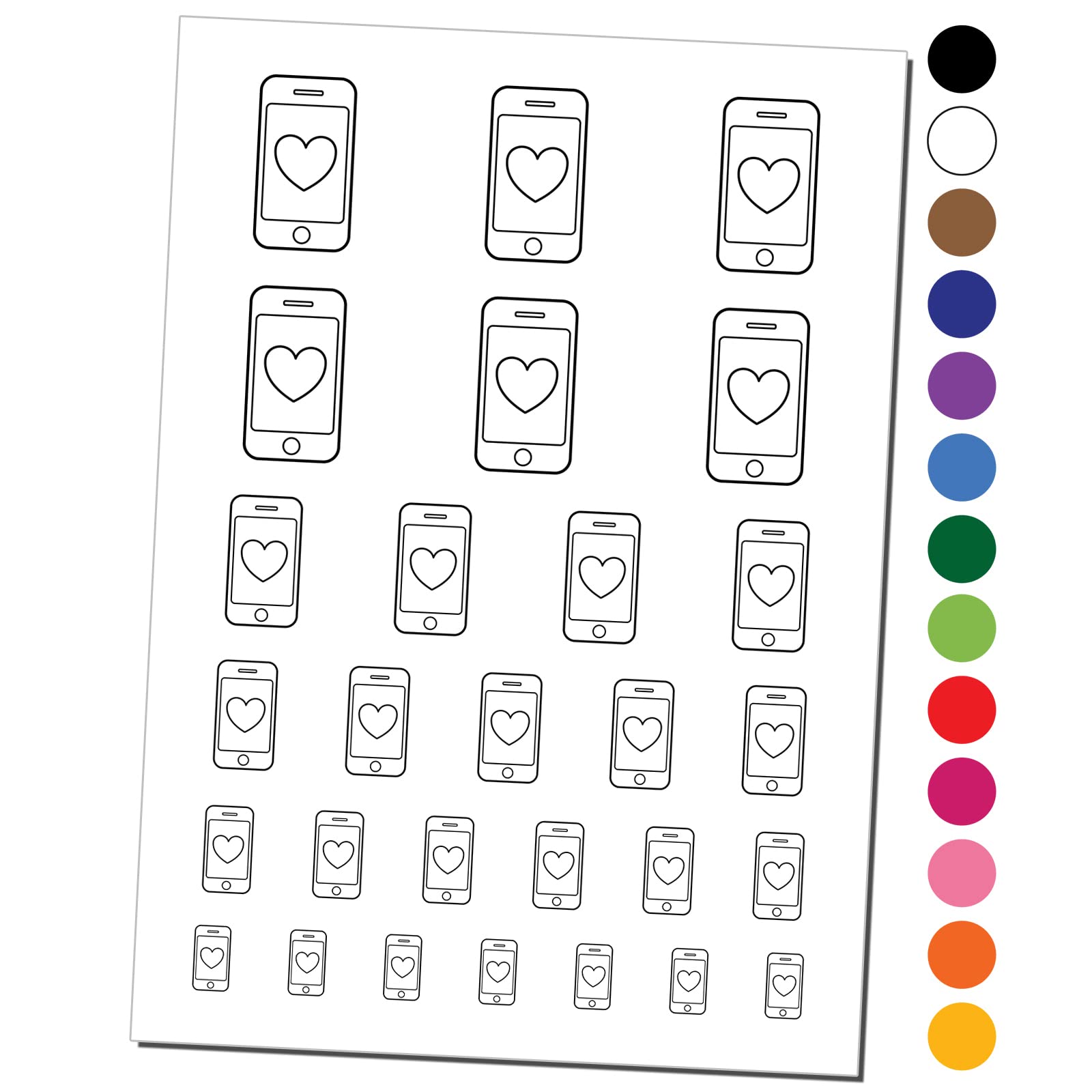 Waterproof Temporary Tattoo Set - Heart Outline Design for Phones & Tablets | Fake Body Art Collection | Perfect for Parties, Festivals & DIY Projects (Black, 1 Sheet)