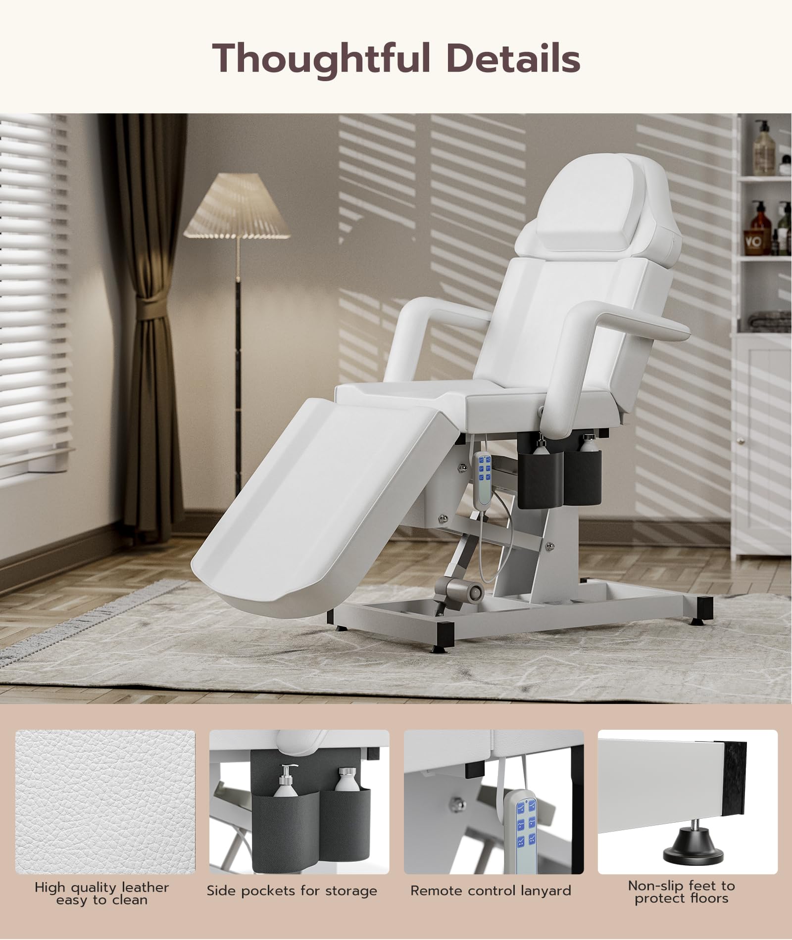 Professional Electric Tattoo Chair with 3-Motor Adjustable Facial Bed - Remote Control Beauty Spa Massage Table for Lash Extensions & Esthetician Services | Perfect for Salon, Clinic & Tattoo Studio Treatments