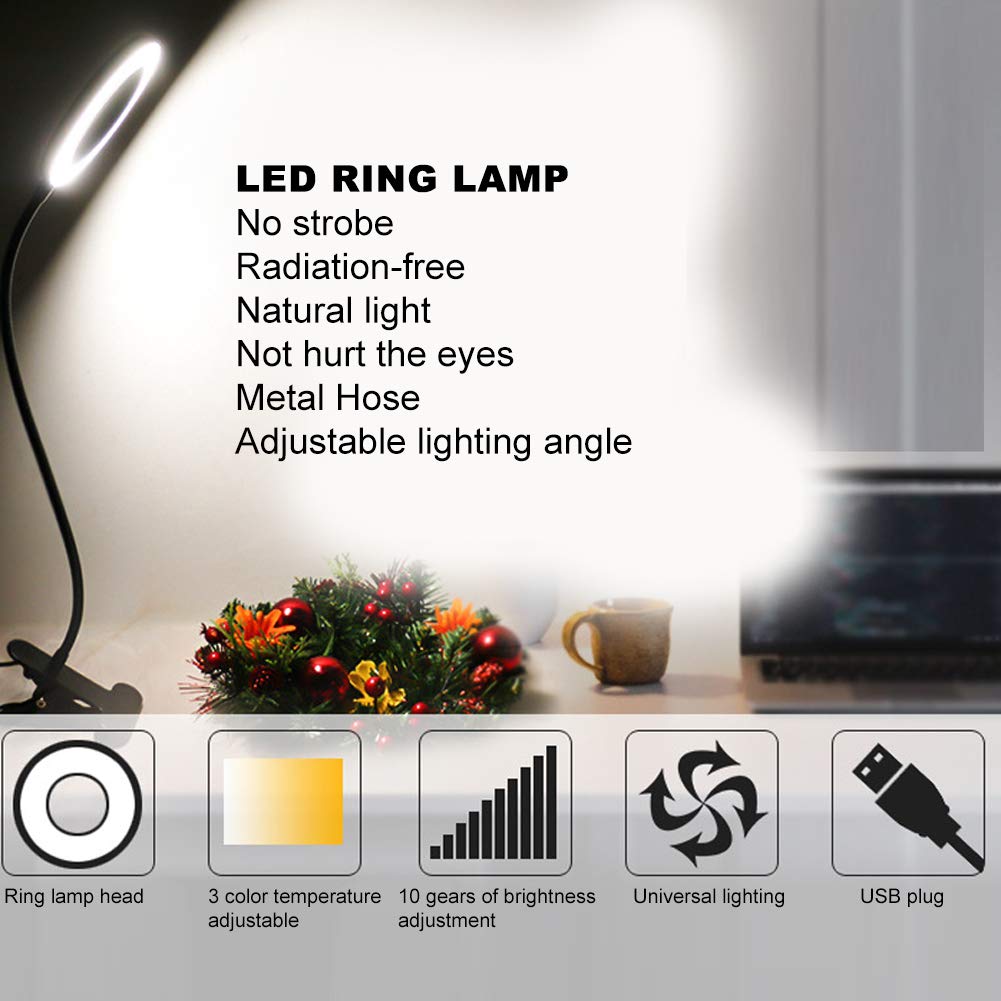LED Magnifier Clip Lamp with Eye Protection - Adjustable Aluminum Alloy Light for Reading, Tattooing, Crafts & Close Work | Perfect for Book Lovers, Artists & Hobbyists