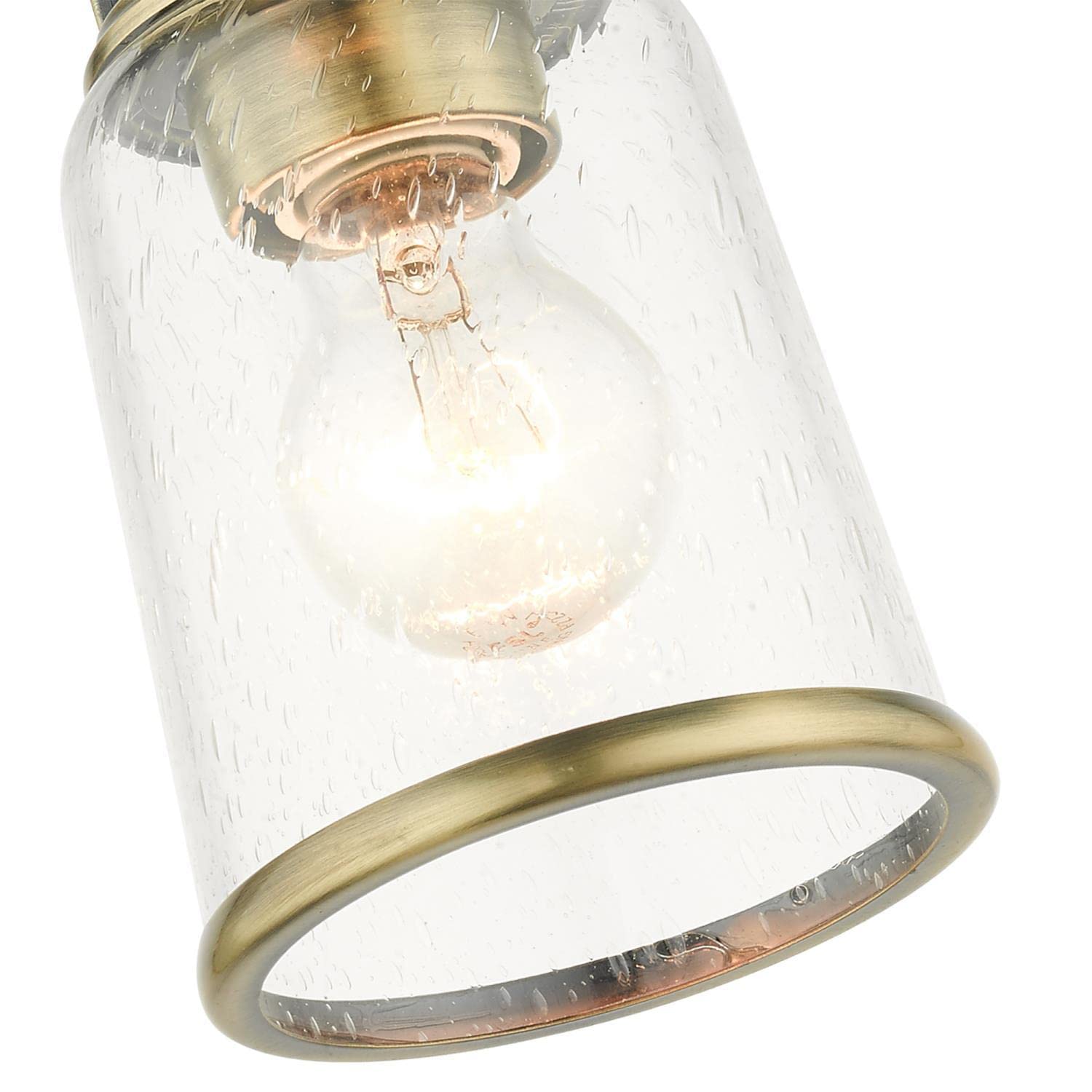 Livex Lighting Lawrenceville 1-Light Antique Brass Ceiling Mount Fixture - Vintage Style Lighting for Bedroom, Living Room & Dining Room