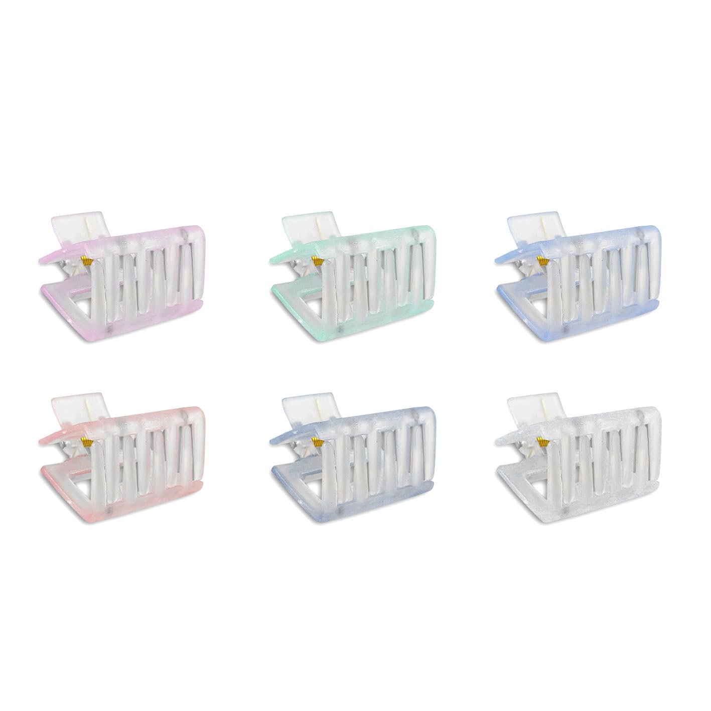 Elegant Plastic Ice Matte Rectangle Hair Claw Clips for Women - 6 Pack Multicolor Hair Clips for Ponytails, Buns & Everyday Styling
