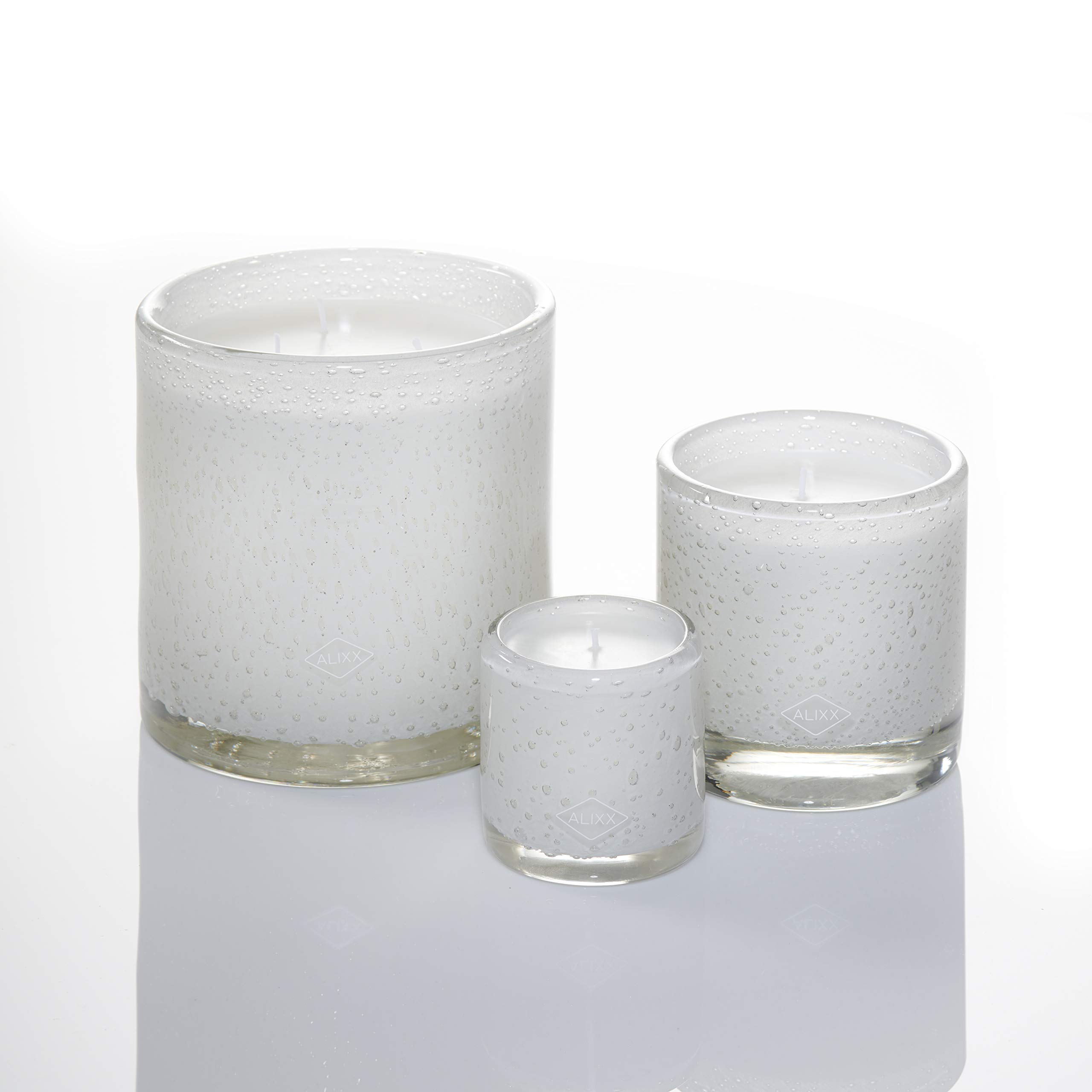 Alixx Fleur Blanche Scented Candle - 15oz White Bubble Glass Jar with Premium Soy Wax - Perfect for Home Decor, Relaxation & Romantic Ambiance