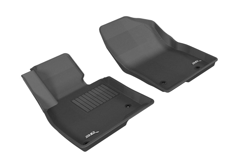 3D MAXpider Custom Fit All-Weather Floor Mats for 2014-2019 Mazda 3 & Mazda 6 (Kagu Series) - 1st Row, Black - Durable Car Floor Liners for Protection & Easy Cleaning