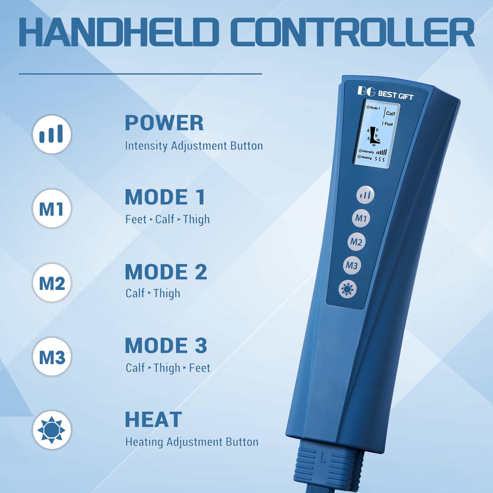 Electric Air Compression Leg Massager with Heat - Foot, Calf, Thigh & Knee Pain Relief for Varicose Veins, Muscle Fatigue, Swelling - Perfect Gift for Dad, Mom, Men & Women on Christmas, Mother's Day, Father's Day - Use at Home, Office or While Traveling for Relaxation and Circulation Boost