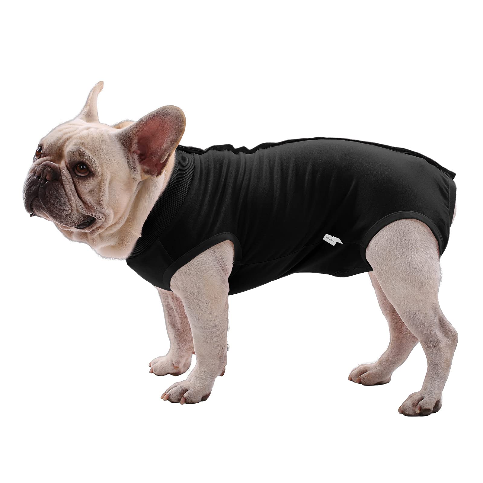 SAWMONG Dog Recovery Suit - Post-Surgery Protective Wear for Dogs | Spay/Neuter Surgical Suit for Female & Male Dogs | Soft Alternative to E-Collar Cone | Black, X-Small | Perfect for Post-Op Care & Wound Protection