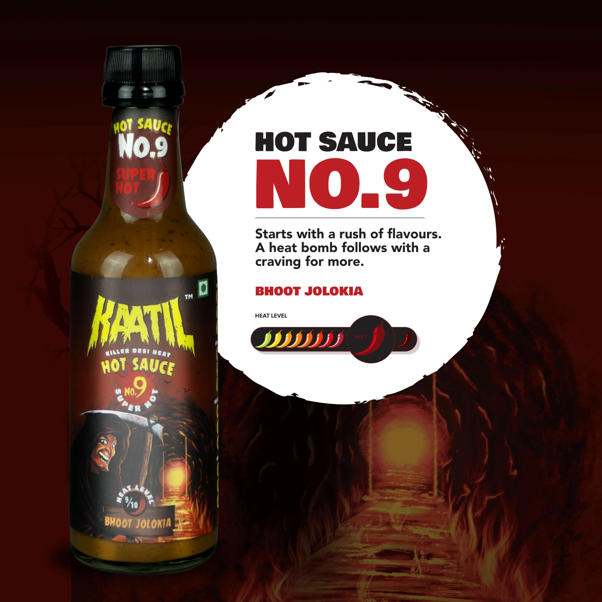 Kaatil Hot Sauce Variety Pack (3 Bottles) - Medium & Super Hot Sauces with Authentic Indian Chillies & Bhoot Jolokia | Perfect for Dips, Spreads, Marinades, and Sauteing | Great Gift Set for Spicy Food Lovers | All-Natural Heat | Ideal for BBQs, Tacos, Wings & Hot Sauce Challenges