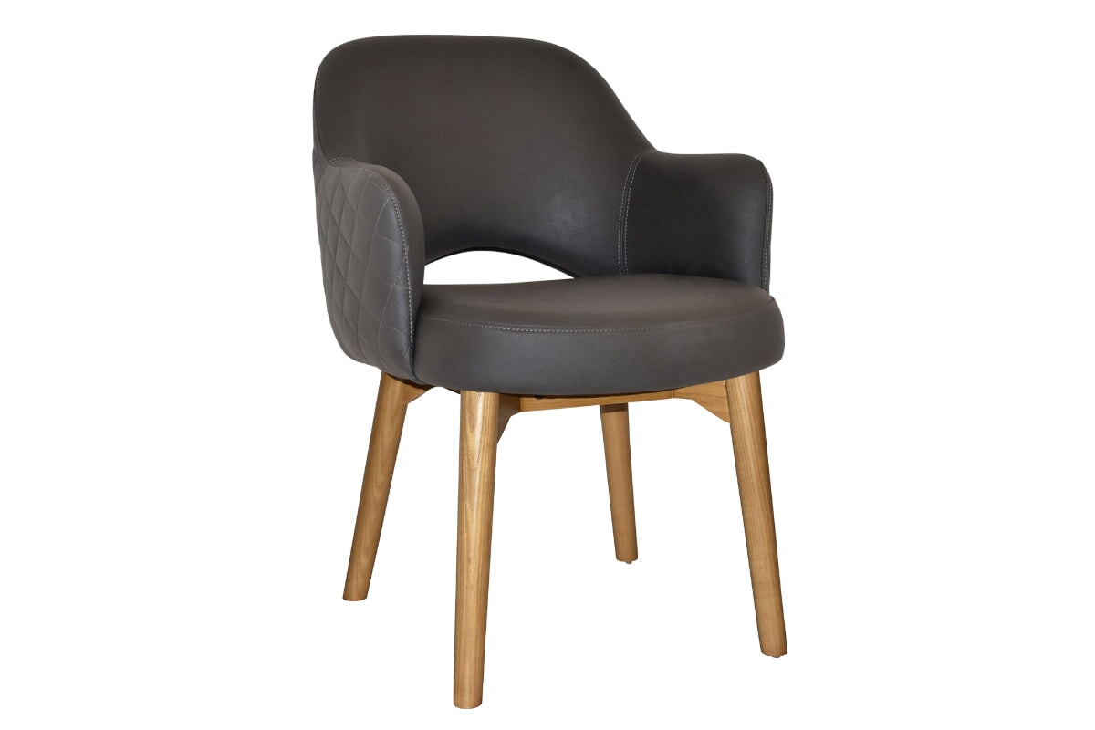 EZ Hospitality Cairo Indoor Armchair with Light Oak Timber Base - 4-Leg Modern Dining Chair for Living Room, Bedroom & Office
