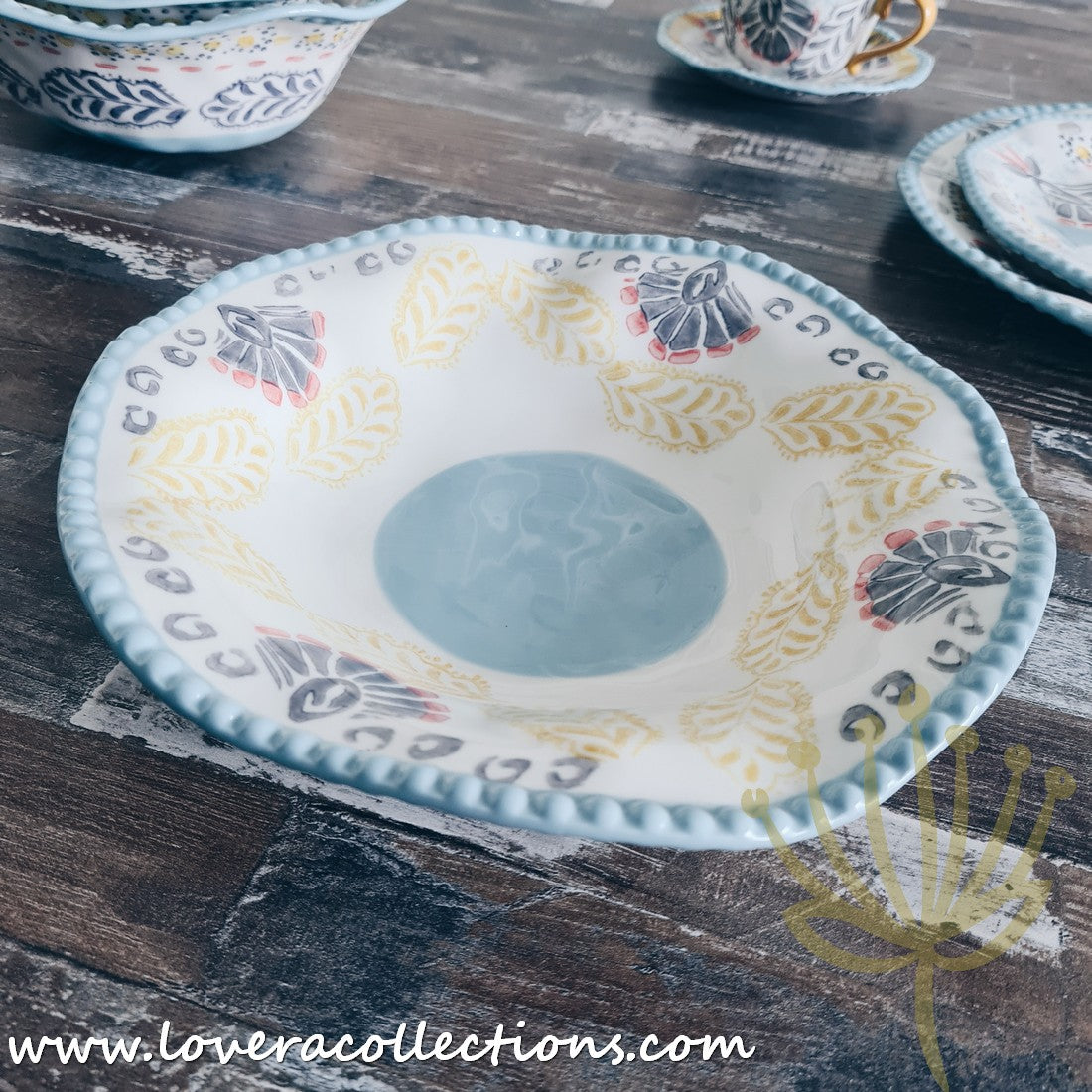Stylish Afrocentric Light Blue Dinnerware & Serveware Set - Perfect for Family Dinners, Entertaining Guests & Cultural Celebrations