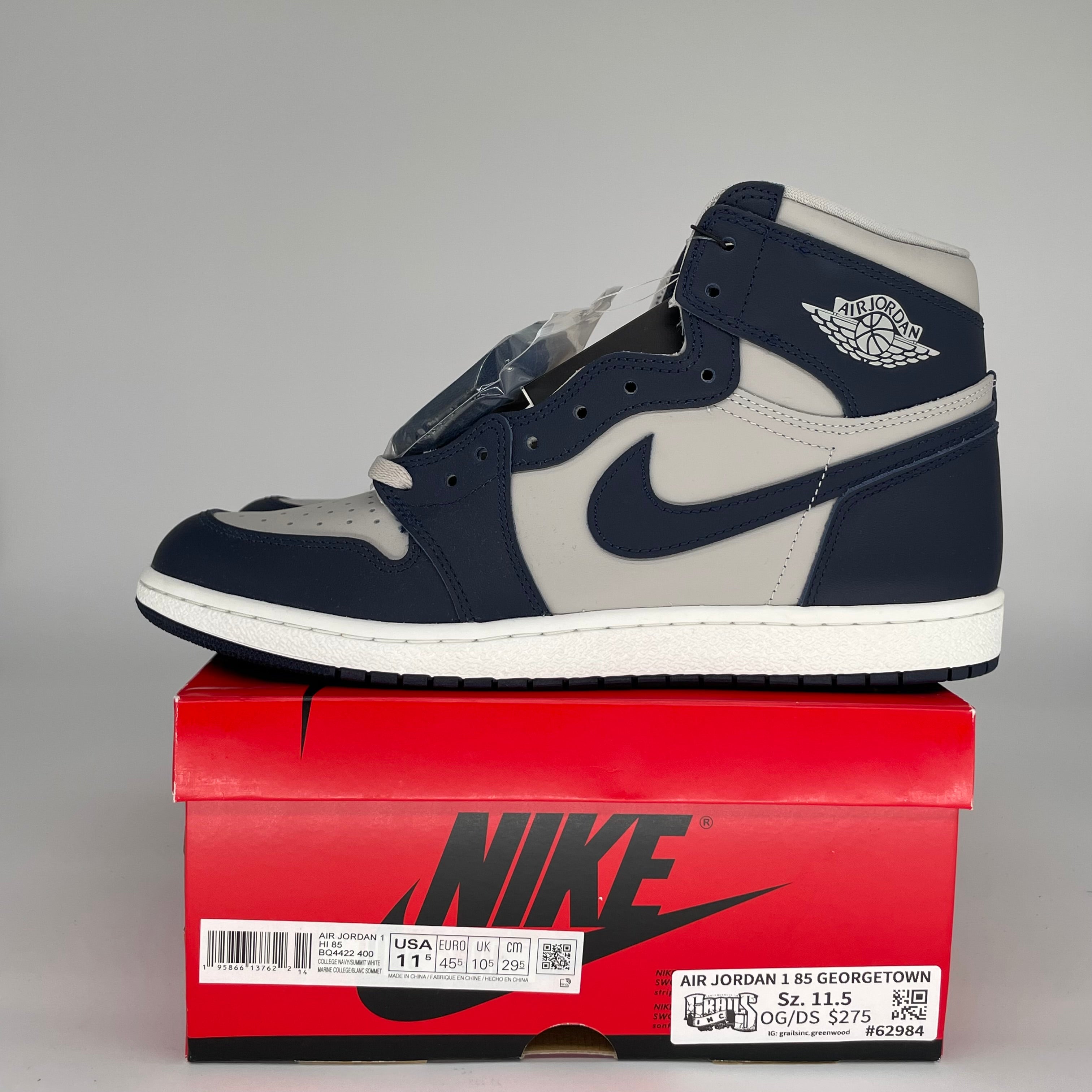 AIR JORDAN 1 '85 GEORGETOWN Retro Sneakers - Men's Size 11.5 (BQ4422-400) - Classic Basketball Shoes for Streetwear & Casual Outfits