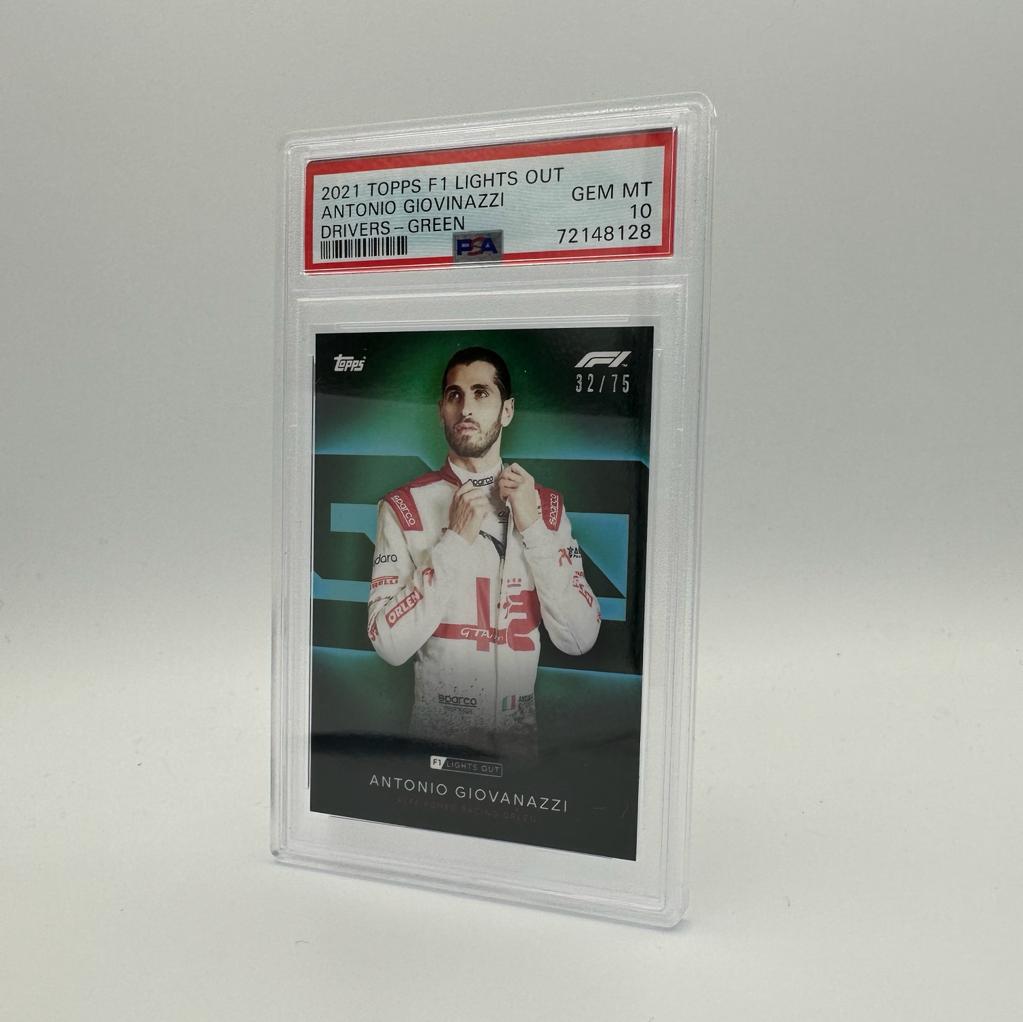 PSA 10 Antonio Giovinazzi 32/75 Green Parallel F1 Racing Driver Card - Collectible Trading Card for F1 Fans, Sports Memorabilia, and Card Game Enthusiasts